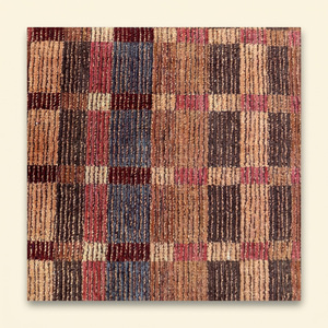 Tapis en laine à carreaux orange rouille et marron anthracite, tissé contemporain, antidérapant, écologique, pour salon - Product Image 4