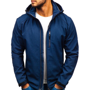 Veste de travail pour homme, bleue, à capuche, coupe-vent, respirante, fermeture éclair, vêtements d'hiver décontractés, en polyester, coupe régulière, couleur unie - Product Image 6