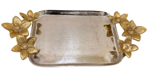 Plateau de service rectangulaire long en métal doré, plateau de présentation texturé martelé, plat décoratif de luxe pour mariage et décoration de table de fête - Product Image 4
