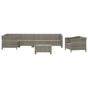 Grande Set Lounge Modulare da Giardino in Rattan PE Grigio - Product Image 4
