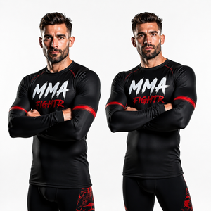 เสื้อรัดกล้ามเนื้อ MMA แบบพรีเมียมสั่งทำพิเศษ ขายส่ง พิมพ์ลายแบบ Sublimation โพลีเอสเตอร์ เสื้อฝึกซ้อม BJJ ยิวยิตสู แห้งเร็ว ป้องกันแบคทีเรีย - Product Image 6