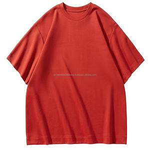 T-shirt à épaules tombantes en coton 100% de haute qualité et lourd pour hommes, style vintage, uni, streetwear, logo personnalisé, taille plus, tricoté - Product Image 1