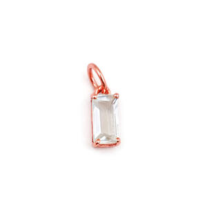 Crystal Quartz Baguette Shape Gemstone Charm Rectangular Natural Stone Rose Gold Plated <b>Pendant</b> Jewelry for Necklace and Earring - Product Image 1
