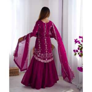 Beau haut-bas pour femme et Dupatta fantaisie pour les fêtes-Ensembles de costumes élégants - Product Image 5