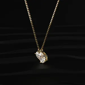 Collar con Corte de Pera Doble, Diamante Cultivado en Laboratorio, Accesorio de Moda, Colgante de Piedra de Lujo, Diseño de Collar de Alta Gama para Chicas - Product Image 2