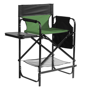 26-Inch Tall Directors Chair with Footrest 4Portable Bar Height Folding <b>Camping</b> Chair with Cup Holder & Side <b>Table</b> <b>Storage</b> - Product Image 1