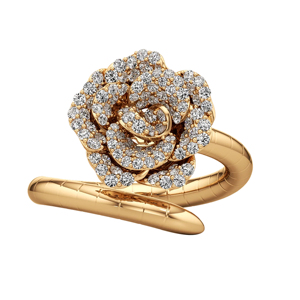 Anillo de Cóctel con Flor Romántica, Oro Sólido de 18K, Diamante de Corte Brillante Redondo, Joyería de Boda para Mujer - Product Image 3