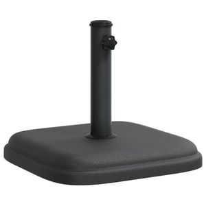 Parasol de terrasse en plastique noir et base en béton avec tube en fer, accessoire de mobilier d'extérieur durable - Product Image 2
