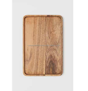 2025 plateau de dîner en bois rond léger personnalisé meilleure vente écologique servant Snack salade Dessert chargeur décoratif - Product Image 3