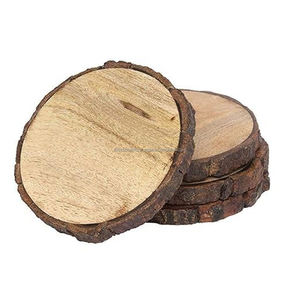 Posavasos redondos de corteza de árbol de mango natural Esteras y almohadillas de madera Producto natural Premium - Product Image 1