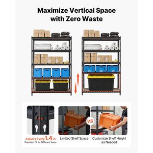 Étagères de garage robustes à 5 niveaux réglables, capacité de 3000 lb, étagère de rangement utilitaire en métal - Product Image 3