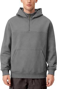 Vente en gros – Sweat à capuche oversize pour homme 400 g/m² avec fermeture éclair quart de tour, respirant, style streetwear, en molleton épais coton-polyester, personnalisable avec logo - Product Image 3