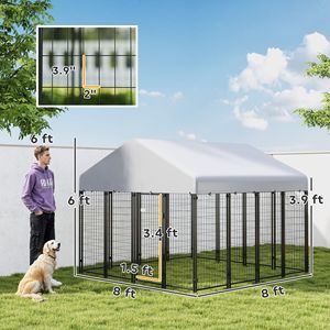 Recinto per Cani da Esterno Resistente 8 X 8 X 6 con Tetto e Chiusura Antifuga, Cuccia e Arredamento per Animali Domestici - Product Image 3