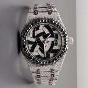 Reloj Automático de Lujo con Incrustaciones de Moissanita, Bisel de Acero Inoxidable con Piedras Negras, Esfera Esqueletizada, Cristal de Zafiro, Resistente al Agua - Product Image 5