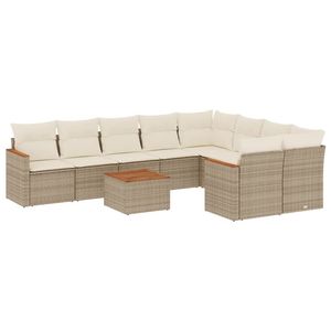 Conjunto de Sofás de Jardín Beige, Muebles de Ratán para Exteriores con Cojines de Espuma de Alta Densidad, Diseño Contemporáneo Impermeable - Product Image 4