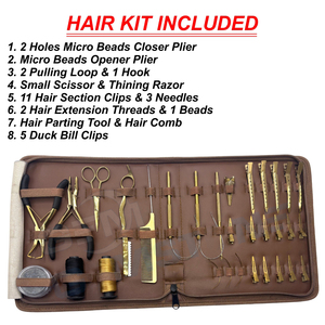 GEMSTONE ENTERPRISES Kit d'outils d'installation d'extensions capillaires en acier inoxydable : Pince de pose, Pince d'ouverture, Aiguilles à boucle de traction - Product Image 2