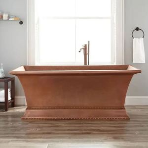 Bañera Ovalada de Cobre Independiente, Bañera Metálica sin Tapa, Bañera para Adultos, Color Marrón, Baño de Lujo - Product Image 6