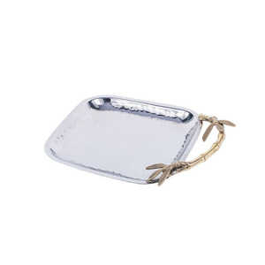 Elegant Design Silver Metal Serving <b>Tray</b> With Orchid Floral Handles <b>Snacks</b> Serving <b>Tray</b> Perfect For Home Decor In Factory Price - Product Image 4