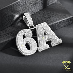 <b>Personalised</b> Iced Out Custom Number Pendant Pass Diamond Tester Moissanite Initial Letter Chain Wholesale 925 Silver Yellow Gold - Product Image 6