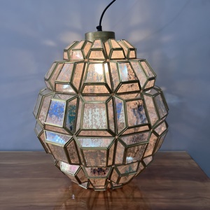 Artisan Design Round Glass <b>LED</b> Pendant <b>Light</b> Warm White Gold Finish Brass/Silver Glass Mounted Chandelier <b>for</b> Living <b>Room</b> - Product Image 3