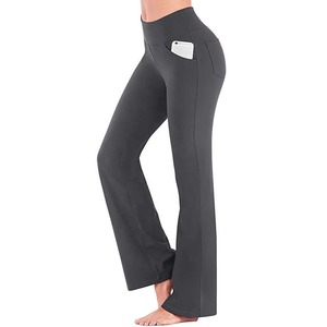 Factory Price Women Wide Leg Workout Pants Breathable <b>Flare</b> Yoga <b>Leggings</b> Custom Label Activewear Trousers - Product Image 3
