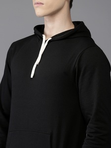 Sweat-shirt à capuche noir pour homme, coupe classique, décontracté, en coton tricoté, avec poche, pour l'automne - Product Image 5