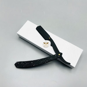 Rasoir droit pliant professionnel en acier inoxydable – Rasoir de barbier à manche ergonomique noir, outil de coiffure pour salon - Product Image 5