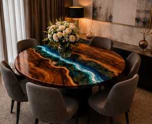 Wholesale Custom Solid Wood <b>Epoxy</b> Resin River Coffee <b>Table</b> Live Edge Handmade Modern Luxury Center <b>Table</b> Home Furniture - Product Image 1