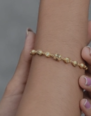 22K Gold <b>Beaded</b> <b>Bracelet</b> for Women Pink Stone Elegant Chain Design Lightweight Stylish Daily Wear Jewelry - Product Image 3