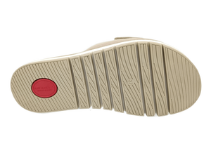 Sandalias de Plataforma Beige de Gamuza con Punta Abierta, Acolchadas, Planas, para Verano, con Decoración de Hebilla Dorada - Product Image 4