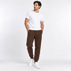 <b>Men</b>’s Brown Cotton Fleece Jogger Pants Custom Logo Blank Casual Gym Sweatpants Elastic Waist Cuffed Streetwear <b>Trousers</b> - Product Image 1