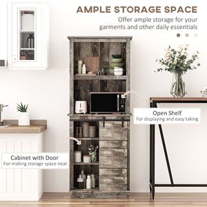 Buffet de cuisine rustique autoportant avec porte coulissante style grange et étagères réglables (64,5 po) - Product Image 4