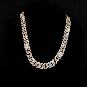 Premium Quality Latest Design Hip Hop Style VVS1 Moissanite Cut <b>Silver</b> Rhodium Plated Luxury Link Chain Unisex Indian - Product Image 2
