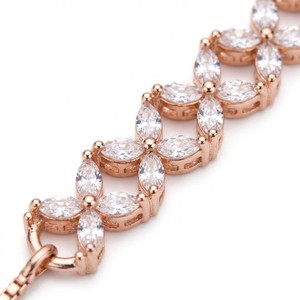 Pulsera Unisex de Diamantes Radiantes Naturales con Corte Marquesa y Racimo, Chapada en Oro de 14K, Certificada por IGI, Lujo para Novias, Color G, 26g - Product Image 4