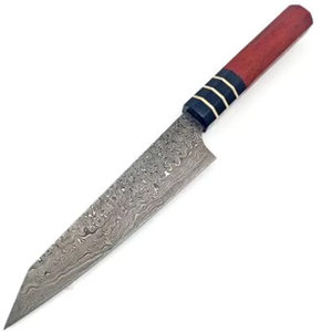 Couteau de Chef Artisanal OEM ODM LEGACY BLADES en Acier Damas Écologique avec Manche en Bois Bleu, Compatible Lave-Vaisselle, Couteau de Cuisine Japonais - Product Image 4