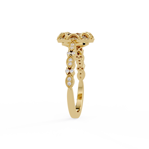 Bagues de fiançailles vintage en or jaune 14K 18K avec diamant de laboratoire ovale à halo festonné style Milgrain, certifiées IGI, bijoux personnalisés, directement de l'usine - Product Image 5