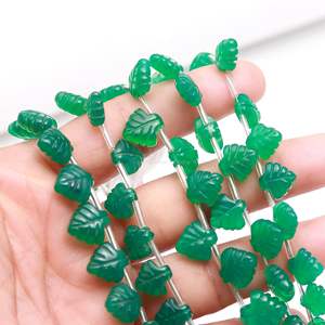 Cuentas de Ónix Verde Natural en Forma de Hoja, Talladas a Mano, para Joyería, 10-11MM - Product Image 6