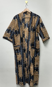 Bata Kimono de Lujo Floral 100% Algodón Transpirable Ecológica hasta el Tobillo para Primavera/Verano, Bata de Baño para Mujer, Cubierta para Spa y Playa - Product Image 2