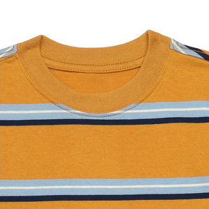 Camiseta informal a rayas para niños, cuello redondo, manga corta, 100% algodón orgánico, mejor precio, corte regular, multicolor. - Product Image 2