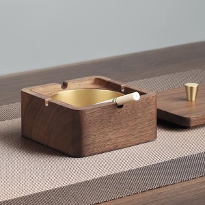 Cenicero de Madera de Acacia Hecho a Mano con Características Antipolvo y Antihumo, Diseño Creativo de Tapa Cuadrada, Cenicero de Acero Inoxidable - Product Image 4