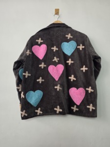 Veste en molleton matelassée respirante et écologique à motif floral brodé en velours pour femme, style Y2K, col ouvert, manches longues, automne - Product Image 6