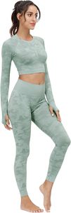 Conjunto de Yoga de 2 Piezas para Mujer, Top con Cierre Frontal y Pantalones de Cintura Alta, Ropa Deportiva Elástica y Transpirable para Entrenamiento, Gimnasio y Ejercicio - Product Image 6