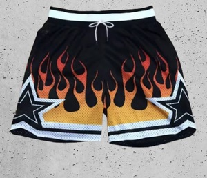 Pantalones Cortos de Baloncesto de Lana Personalizados para Hombre, con Estampado de Letras en Blanco y Negro, para Entrenamiento Deportivo, con Logotipo Frontal, Antiarrugas, con Cordón Ajustable, OEM ODM - Product Image 2