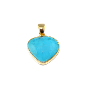 Colgante de Turquesa con Engaste de Bisel Chapado en Oro, Estilo Clásico Solitario, Joyería para Mujer y Niña, Venta al por Mayor a Granel - Product Image 1