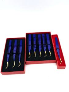 GETUP BROSONS IMPEX Nouveau style Pince à épiler pour extensions de cils en acier inoxydable, à pointe en fibre, style dauphin, 90 degrés, revêtement en poudre bleu foncé - Product Image 3