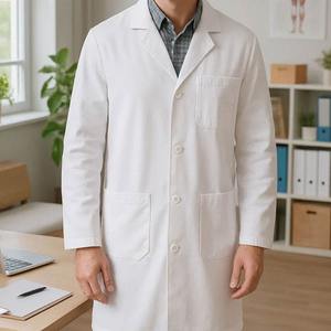 Batas de Laboratorio Blancas de Manga Larga de Algodón Personalizadas al por Mayor para Hombres, Uniformes Médicos para Hospitales, Enfermeras, Doctores, Farmacéuticos - Product Image 1