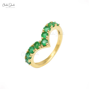 Anillo de Boda Hecho a Mano en Oro Amarillo de 14K, con Esmeralda de 3mm en Engaste Chevron, Gema Natural, Joyería de Alta Calidad para Aniversario, Venta al Por Mayor - Product Image 6