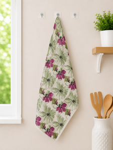Floral Linen Hand Towel Quick Dry <b>Kitchen</b> Cleaning Towel Set Printed Rectangle Home Use - Product Image 2
