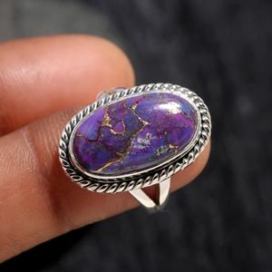 Purple Copper Turquoise 925 Sterling <b>Silver</b> <b>Statement</b> <b>Ring</b> Handmade Design Gemstone <b>Ring</b> Boho Turquoise Jewelry Gift for Her - Product Image 2