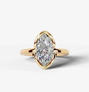 Anillo de Moissanita con Corte Marquesa, Plata de Ley 925, Chapado en Oro, Elegante Anillo de Compromiso, Boda, Aniversario, Promesa, para Mujer - Product Image 1